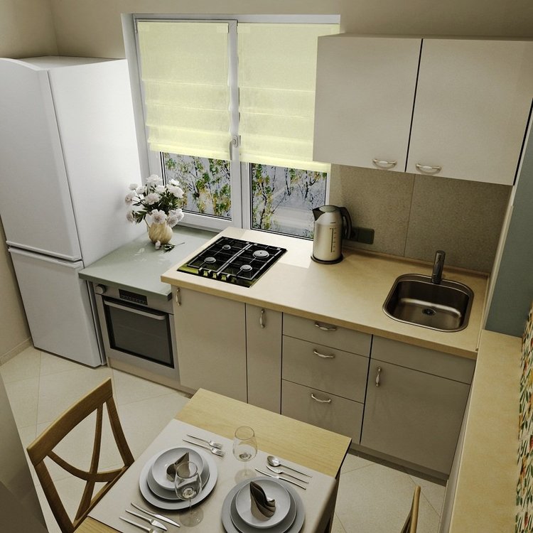 Кухня 9м2 дизайн фото с холодильником прямая